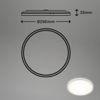BRILONER - LED Bad Deckenleuchte mit Backlight, IP44 LED Badezimmerlampe, 18 Watt, 2400 Lumen, Lampe, Küchenlampe, Flurlampe, ultraflach, neutralweiße Lichtfarbe, 290x35 mm (DxH), Weiß
