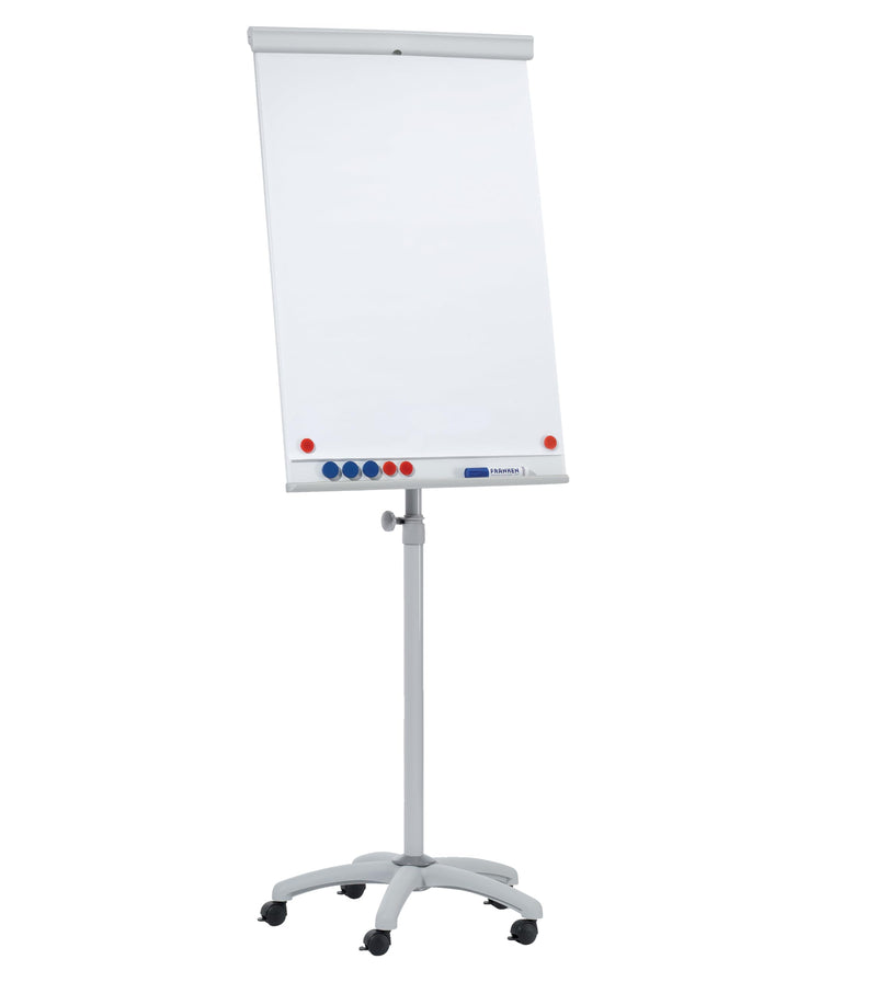 FRANKEN Flipchart, Beschreibbar, Magnetisch, Mobil, Mit Rollen, Whiteboard mit Ständer, Papierhalterung und Stifteablage, 68 x 105 cm, X-tra!Line Mobil, EL-FC31