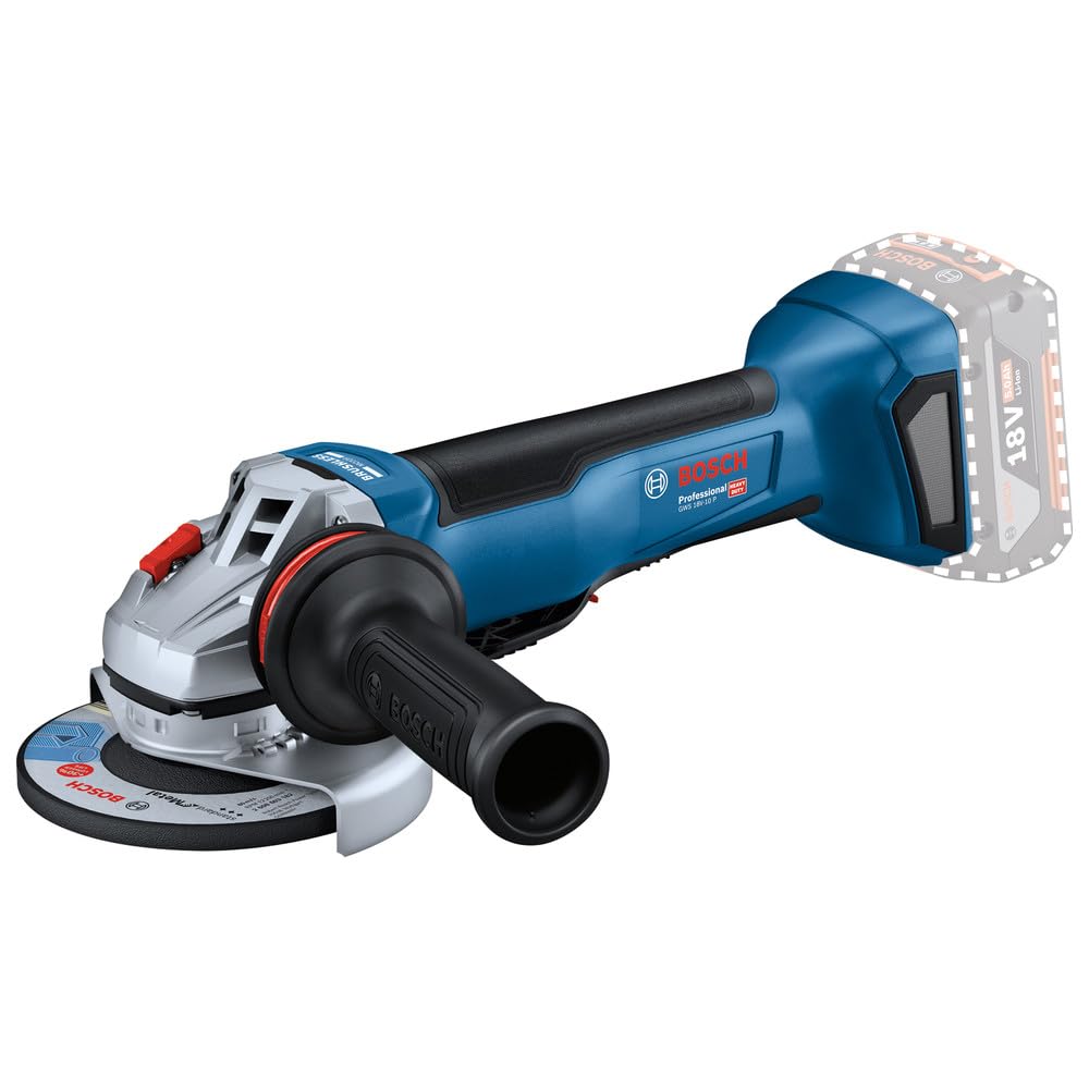 Bosch Professional 18V System Akku Winkelschleifer GWS 18V-10 P (inkl.Zusatzhandgriff, Schutzhaube, Schnellspannmutter, Aufnahmeflansch, Einlage, L-BOXX, ohne Akku/ Ladegerät)