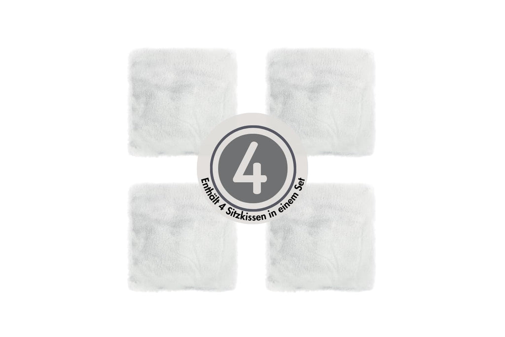 -LUXOR- living Sitzkissen Coste - Kunstfell Stuhlauflage als Deko Wohnzimmer oder Stuhlkissen - gemütliches Sitzkissen Stuhl Dekokissen 40 x 40 cm eckig Weiß 4er Set