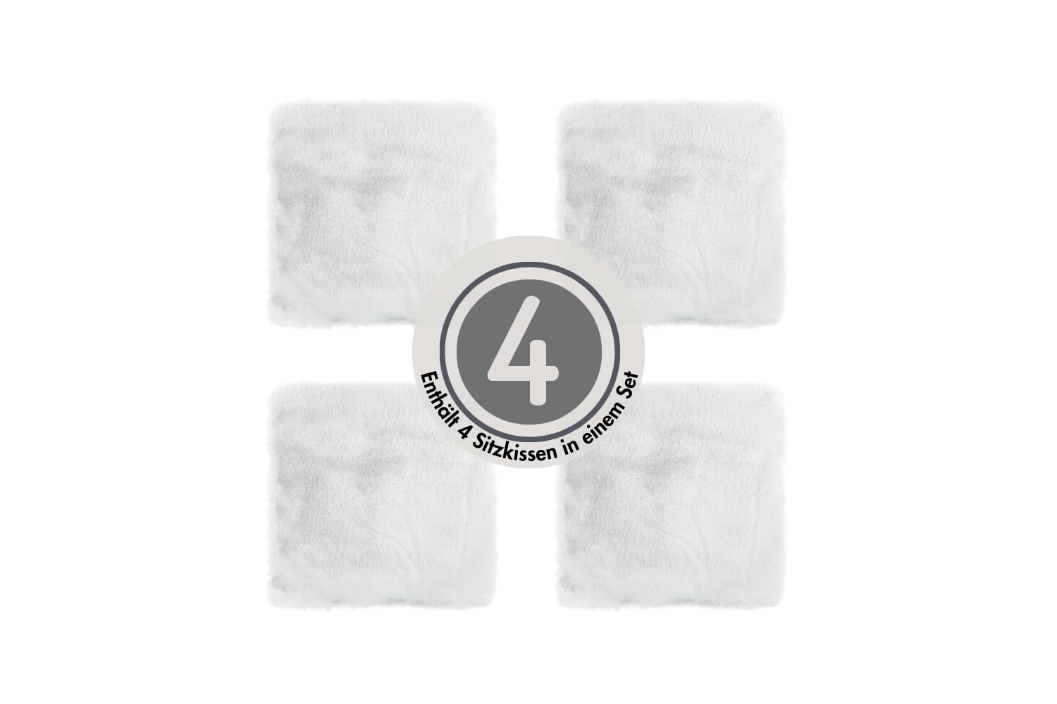 -LUXOR- living Sitzkissen Coste - Kunstfell Stuhlauflage als Deko Wohnzimmer oder Stuhlkissen - gemütliches Sitzkissen Stuhl Dekokissen 40 x 40 cm eckig Weiß 4er Set