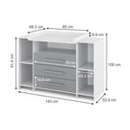 Vicco Wickelkommode Oskar, Wickelaufsatz für die Kommode, Grau, 143 x 100 cm XL mit Schubladen