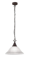 Reality Leuchten Pendelleuchte Country R30871024 Metall rostfarbig, Schirm alabasterfarbig weiß, exkl. 1x E27, 15,5 x 15,5 x 130 cm