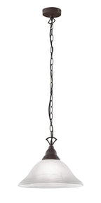 Reality Leuchten Pendelleuchte Country R30871024 Metall rostfarbig, Schirm alabasterfarbig weiß, exkl. 1x E27, 15,5 x 15,5 x 130 cm