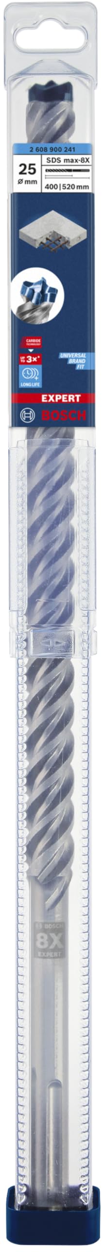 Bosch Professional 1x Expert SDS max-8X Hammerbohrer (für Stahlbeton, Ø 25,00x520 mm, Zubehör Bohrhammer)