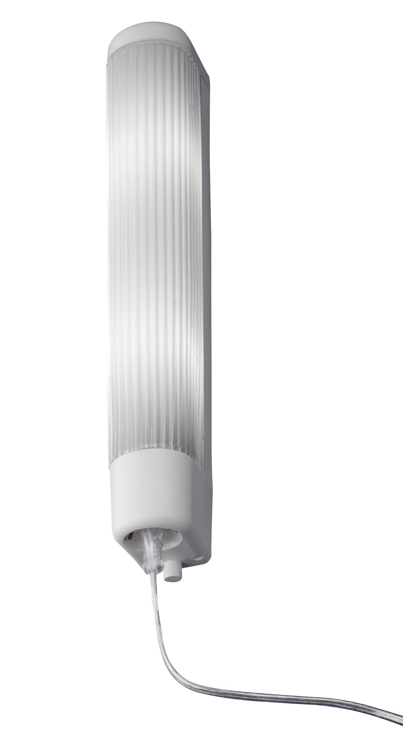 EGLO Wandlampe Bari 1, 2 flammige Spiegelleuchte mit Steckdose und Druckknopf, Wandleuchte aus Glas, Kunststoff in Weiß, Spiegellampe mit E14 Fassung, L 35 cm