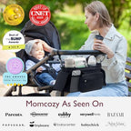 Kinderwagen Organizer Universal mit Isolierten Getränkehalter/Becherhalter, Momcozy Buggy Kinderwagentasche Baby Zubehör mit Reißverschlusstasche, Schultergurt und Stauraum für Windeln&Handys, Schwarz