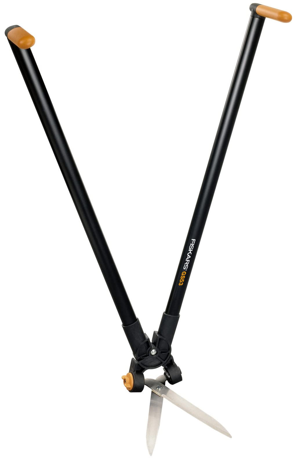 Fiskars Scherenstorch, Multifunktionale Hecken- und Rasenschere, Reichweite bis 2,5 m, Schwarz/Orange, PowerLever, GS53, 1001565