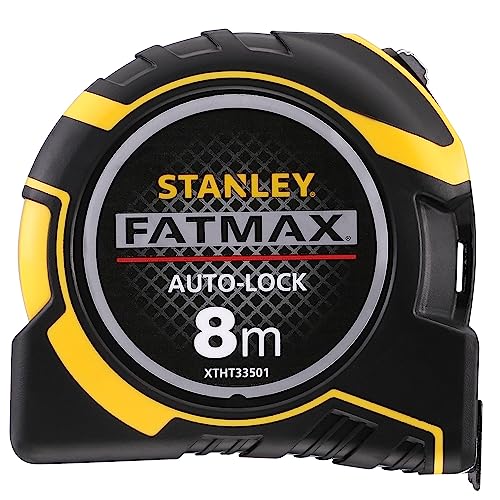 STANLEY FatMax Maßband Bandmaß PRO Autolock (Maßband 8 m Länge, 32 mm Klingenbreite, austauschbare Haken, Mylar Schutzschicht, mit Feststeller & Rücklauf, inkl. Gürtel-Clip) - XTHT0-33501