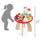 Janod Wooden Activity Table ‘Baby Forest’ - Large Early Learning Centre for Stacking, Dexterity with Maze, Cubes, Gear System and 3 Wooden Animals - From 1 Year Old, J08018