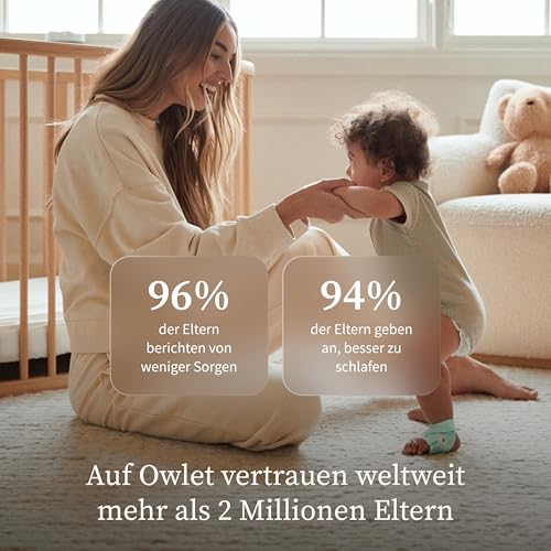 Owlet Dream Duo – Smart Baby Monitor mit Dream Sock® Sensor, präzise Puls- & Sauerstoffmessung, 2K HD Kamera, Schlafanalyse, WLAN & App-Steuerung für sicheres Baby-Monitoring, Mint