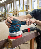 Bosch Professional Exzenterschleifer GEX 40-150 (inkl. Staubbox, Schleifteller-⌀ 150mm, Netzschleifblatt M480, Winkelschraubendreher, L-BOXX)