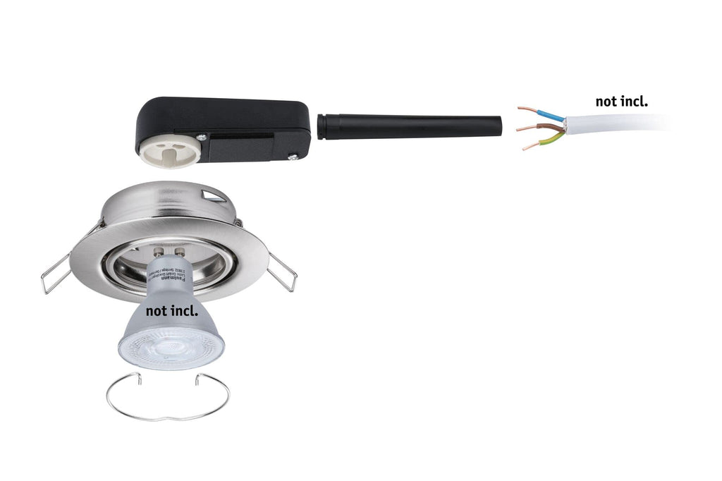 Paulmann 93399 Einbauleuchte Base rund schwenkbar max. 10x10W Einbaustrahler ohne Leuchtmittel Eisen gebürstet Einbaulampe Metall Deckenspot GU10