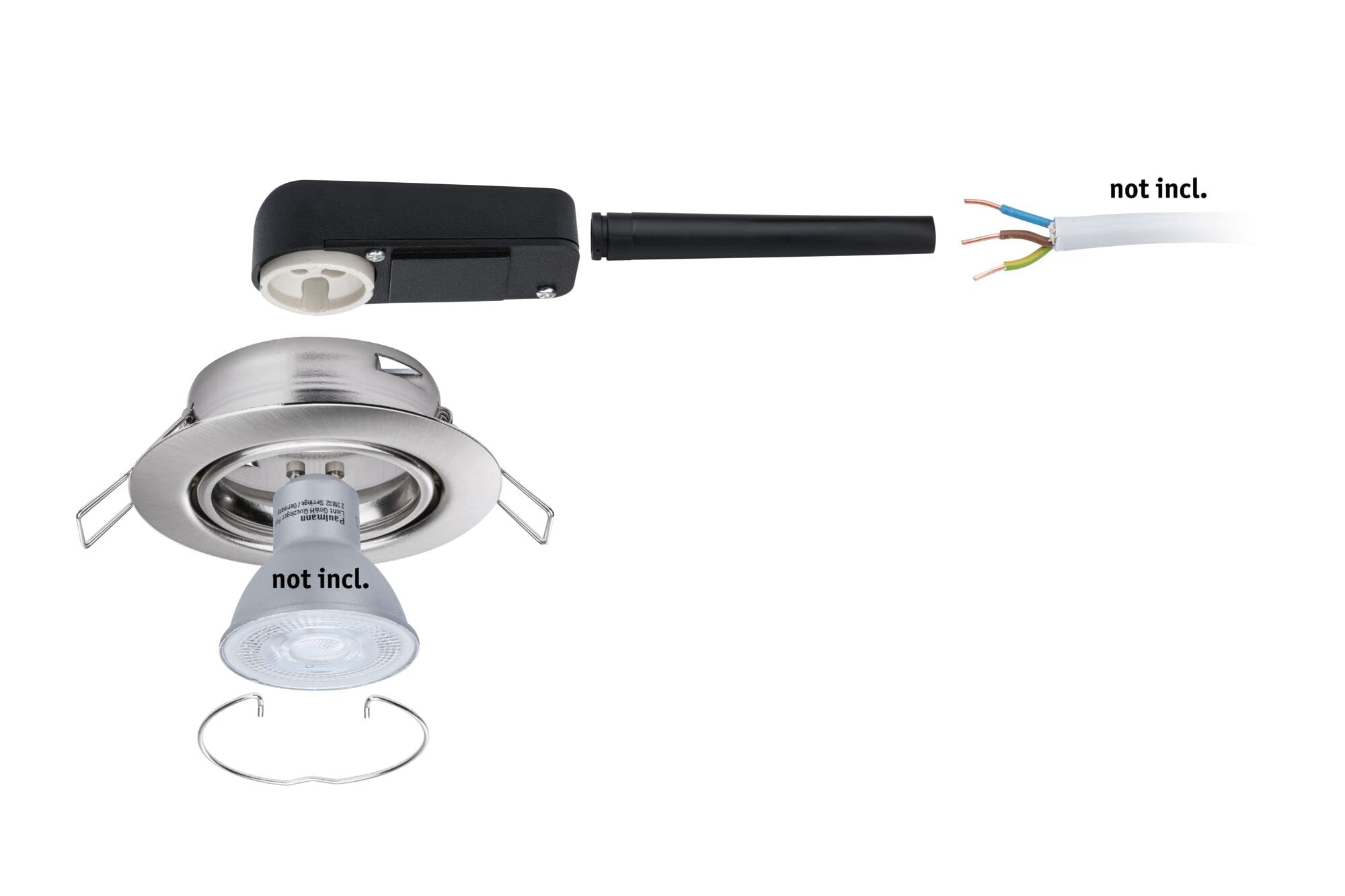 Paulmann 93399 Einbauleuchte Base rund schwenkbar max. 10x10W Einbaustrahler ohne Leuchtmittel Eisen gebürstet Einbaulampe Metall Deckenspot GU10