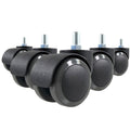hjh OFFICE 619007 5X Hartbodenrollen 50mm / Gewinde M10 Büro-Stuhl-Rollen für Hartböden (5er Pack)