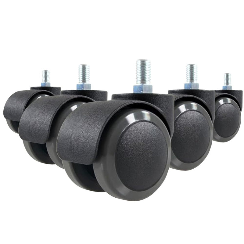 hjh OFFICE 619007 5X Hartbodenrollen 50mm / Gewinde M10 Büro-Stuhl-Rollen für Hartböden (5er Pack)