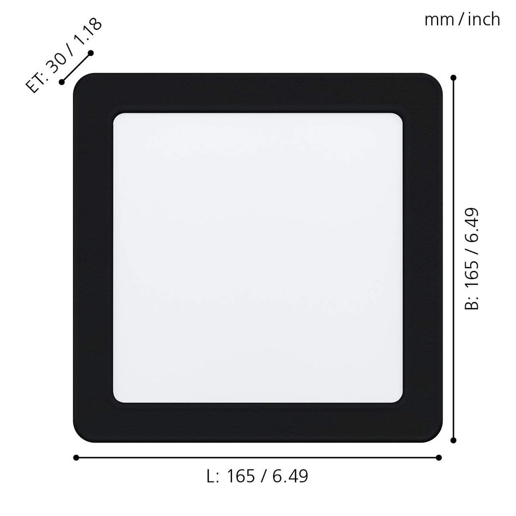 EGLO LED Einbaustrahler Fueva 5, L x B 16,6 cm, Spot aus Stahl und einer Kunststoff Leuchtfläche, Einbauleuchte in Schwarz, Weiß, Einbauspot flach, geringe Einbautiefe 26 mm, neutralweiß