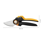 Fiskars Bypass-Gartenschere L, X-series PowerGear, P961, Mit Rollgriff, Für frische Äste und Zweige, Antihaftbeschichtet, Edelstahl-Klingen, Länge: 22,2 cm, Schwarz/Orange, 1057175