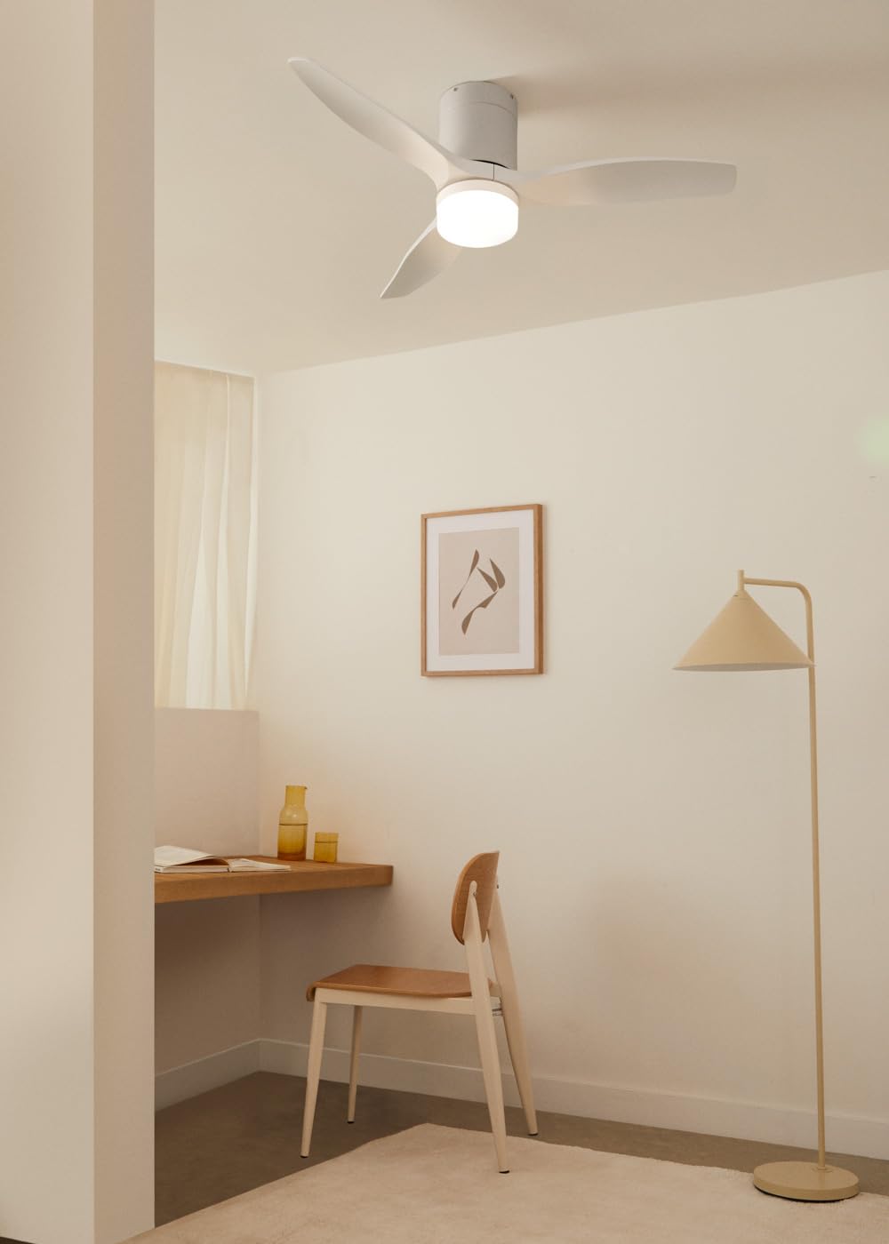 CREATE / WINDCALM S/Deckenventilator ABS mit Beleuchtung Weiß mit Fernbedienung / 40W, Leise, Ø112cm, 6 Geschwindigkeiten, 3 LED-Temperaturen, Timer, Sommer-Winterbetrieb