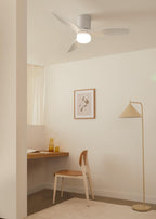 CREATE / WINDCALM S/Deckenventilator ABS mit Beleuchtung Weiß mit Fernbedienung / 40W, Leise, Ø112cm, 6 Geschwindigkeiten, 3 LED-Temperaturen, Timer, Sommer-Winterbetrieb