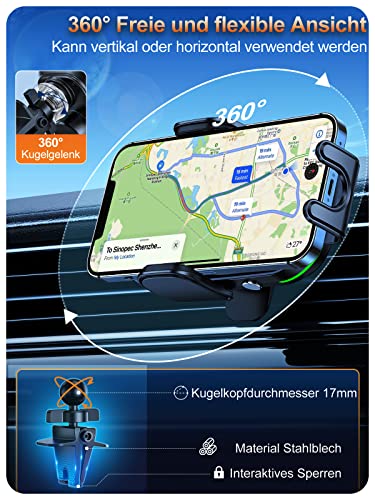 Auckly 15W Fast Wireless Charger Auto Handyhalterung Mit Ladefunktion Automatischer Induktion Motor Betrieb Qi Ladestation Auto Kfz Handy Halterung Auto Lüftung für iPhone Samsung Huawei LG usw