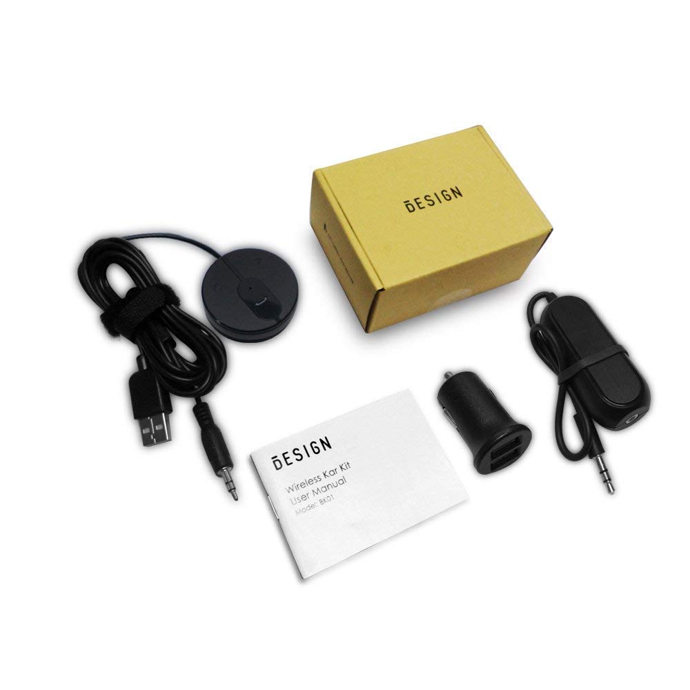 BESIGN BK01 Bluetooth 4.1 Freisprecheinrichtung, Freisprechanlage, Bluetooth Empfänger für KFZ Auto Lautsprechersystem mit 3.5 mm Klinke, Magnetic Base, Ground Loop Noise Isolator/Entstörfilter
