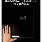 AVERY Zweckform 3420 Universal Etiketten (5.100 Klebeetiketten, 70x16,9mm auf A4, Papier matt, individuell bedruckbar, selbstklebende Aufkleber mit ultragrip) 100 Blatt, weiß