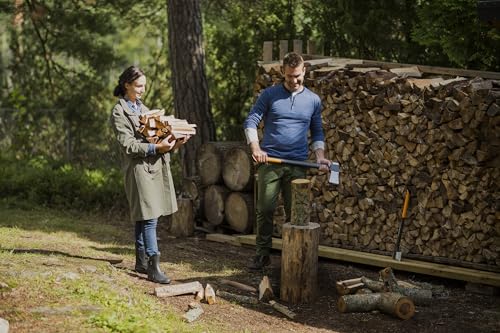 Fiskars Spaltaxt, Inklusive Klingen- und Transportschutz, Länge: 72 cm, Antihaftbeschichtet, Hochwertige Stahl-Klinge/Glasfaserverstärkter Kunststoff-Stiel, Schwarz/Orange, X25–XL, 2,4 kg, 1015643