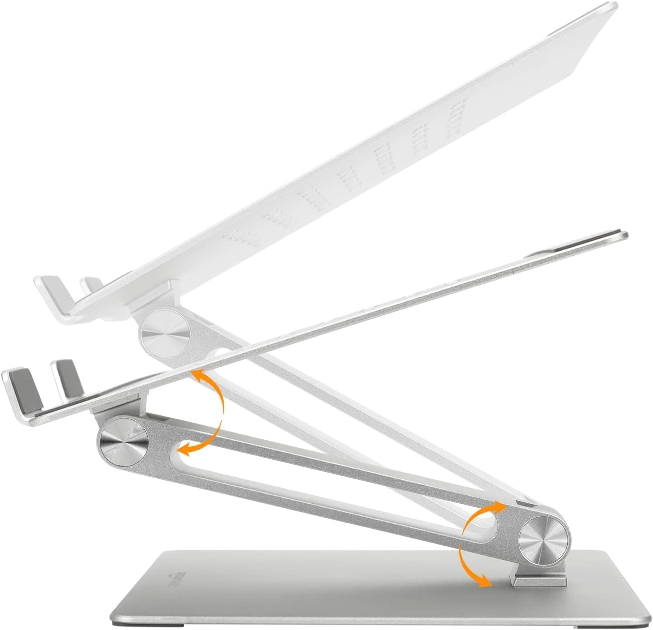 Amazon Basics Verstellbarer ergonomischer Laptopständer mit Wärmeabzug, stufenlose Höhen- und Winkelverstellung, ideal für einen Laptop bis 43,9 cm (17,3 Zoll), 27.9 x 23 x 5.6 cm, Silber