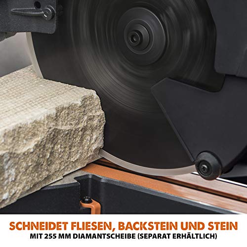 Evolution Doppelgehrungssäge Schiebe-Kapp- und Gehrungssäge R255SMS-DB+ | 2000 W, 300 mm Gleitfunktionalität, Schrägschnitt, Gehrungswinkeln | Ø 255 mm HM / TCT Sägeblatt für Multimaterialschnitt