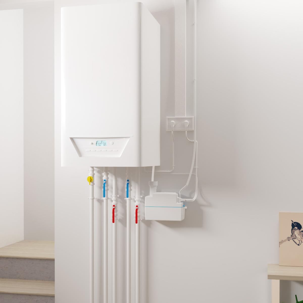 SFA – Kondensatpumpe Sanicondens Eco V02 mit 2 Zuläufen – Für Heizkessel und Klimaanlagen – Geräuscharm (45 dB) – Vollständiges Installationsset – 26 x 13,8 x 17 cm