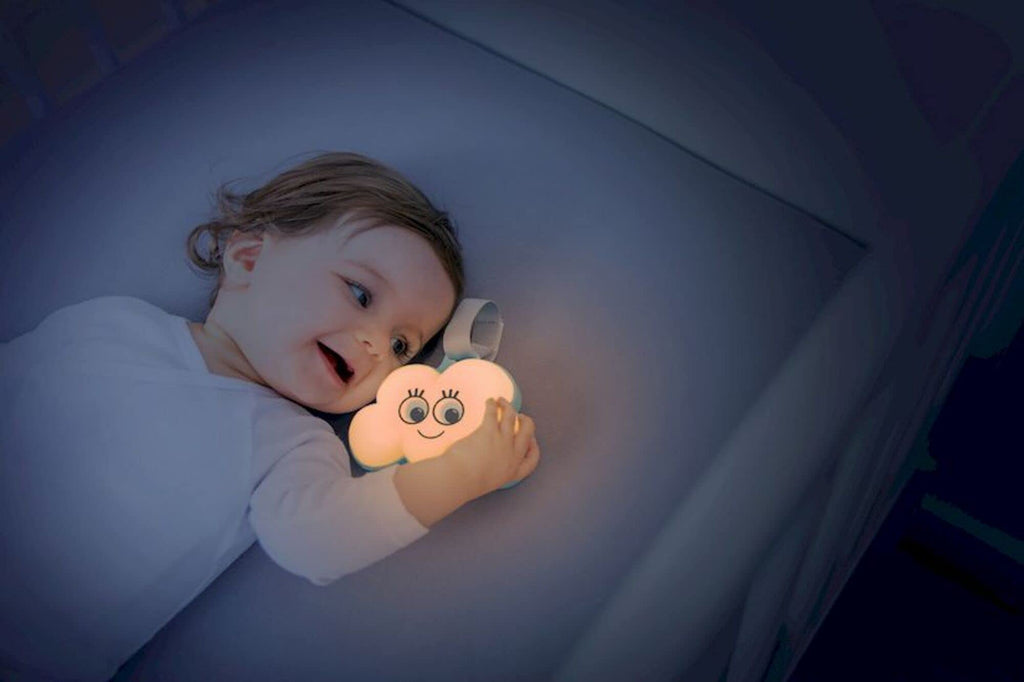Badabulle Nachtlicht Wolke - Spieluhr mit 15 Melodien, 6 Lichtfarben, Klettverschluss fürs Kinderbett, Mehrfarbig