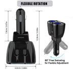 USB C Auto Ladegerät Zigarettenanzünder Verteiler Adapter Splitter Typ C KFZ Ladegerät 2 Fach Steckdose 12V/24V DC 120W mit LED 12V/24V DC 120W LED Voltmeter Schalter Dual USB Port