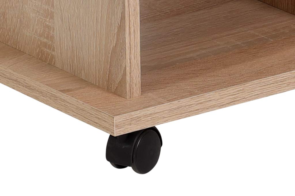 Hela Tische, Funktionscouchtisch Babsi, Holzwerkstoff melaminbeschichtet, Sonoma Eiche, höhenverstellbar 53-63cm, ausziehbar 107-157cm, auf Rollen