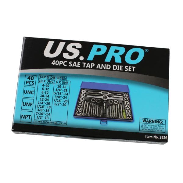 US Pro B2626 40-tlg. SAE/Imperial- tippen und sterben gesetzt Gewindebohrersatz