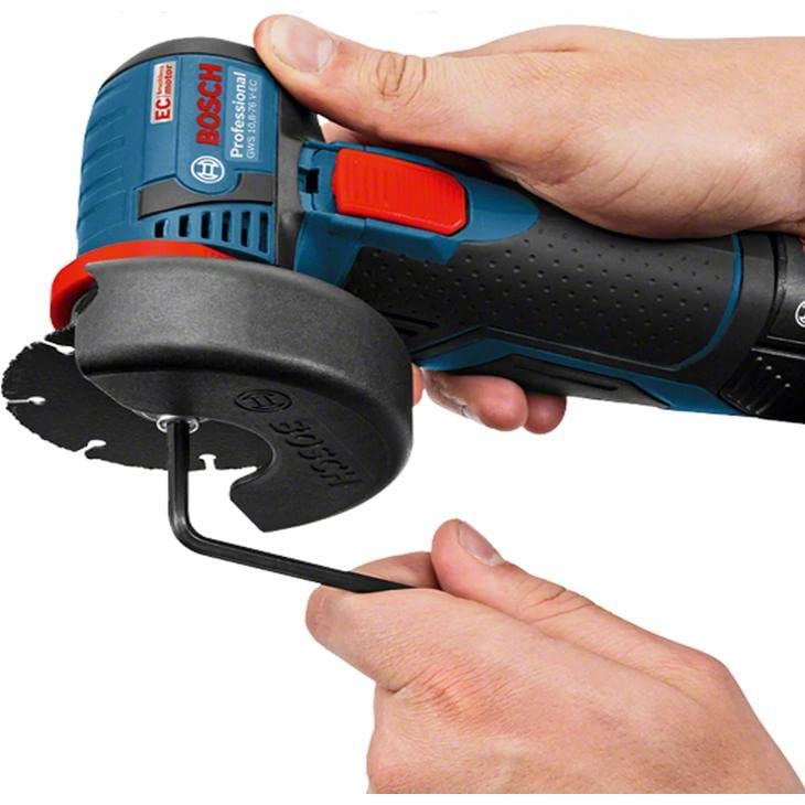 Bosch Professional 12V System Akku Winkelschleifer GWS 12V-76 (inkl. 1x Hartmetall-Trennscheibe, 1x Carbide Multi Wheel, 76 x 10 mm, 2x Inox-Trennscheibe, Schutzhaube, Einlage, ohne Akku/ Ladegerät)