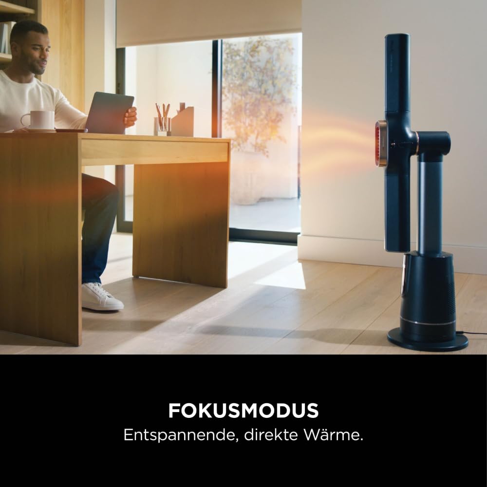 Shark TurboBlade Cool + Heat 2-in-1 Ventilator & Heizlüfter mit Thermo IQ, Fernbedienung & Oszillation | Flügelloser Turmventilator für Schnellheizung & Luftkühlung, Schwarz-Gold, TH200EU