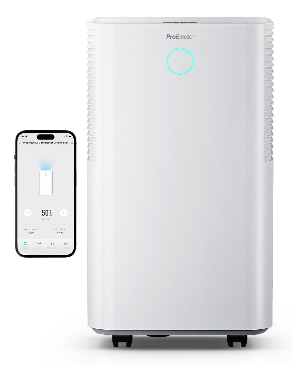 Pro Breeze OmniDry Luftentfeuchter mit App & WLAN, 12L in 24h Entfeuchtungsleistung - Luftentfeuchter elektrisch mit Wäschemodus, Feuchtigkeitssensor, Timer - Gegen Schimmel - Entfeuchter für bis 25m²