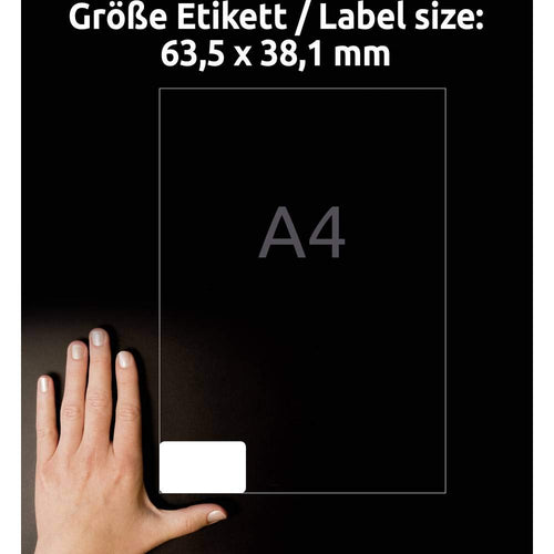 AVERY Zweckform L7160-40 Adressetiketten/Adressaufkleber (840 Etiketten mit ultragrip, 63,5x38,1mm auf A4, bedruckbar, selbstklebend, für DIN B6/C6 Briefkuverts, Papier matt) 40 Blatt, weiß