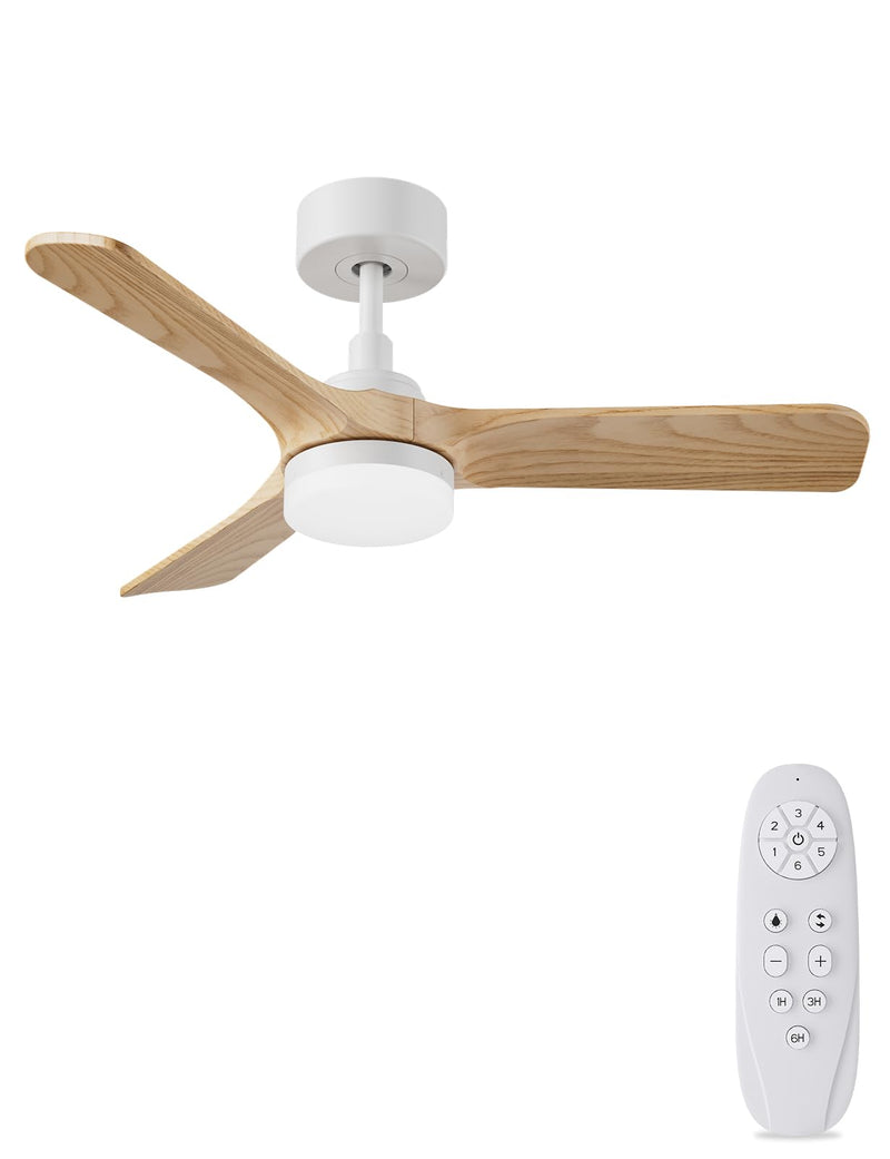 AUTODAY Holz Deckenventilator mit Beleuchtung,leiser Gleichstrommotor,90 cm deckenventilator outdoor,3 hölzern Flügel,dimmbarem LED 24W,Fernbedienung mit Memory-Funktion,6 Geschwindigkeiten,Timer