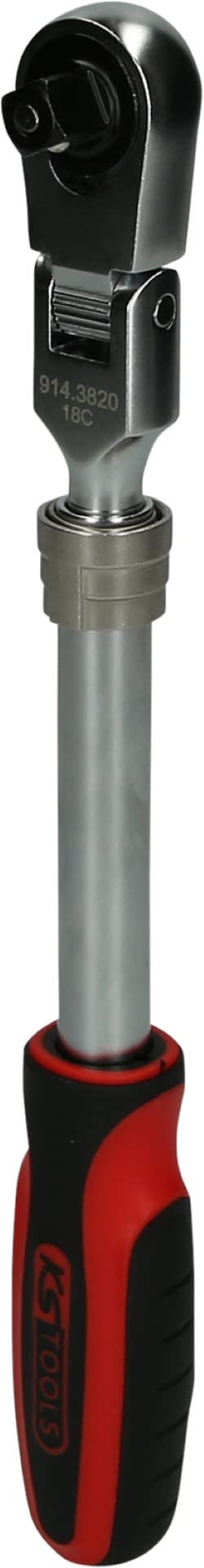 KS Tools 914.3820 3/8" SlimPOWER Teleskop-Gelenk-Umschaltknarre, 72 Zahn
