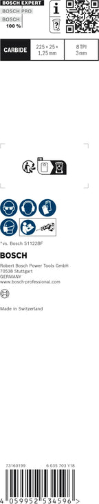 Bosch Professional 3x Expert ‘Thick Tough Metal’ S 1155 CHC Säbelsägeblatt (für Zäher Stahl, Gusseisen, Länge 225 mm, Zubehör Säbelsäge)