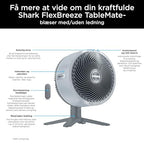 Shark FlexBreeze TableMate Akku-Ventilator, innen & außen, ≤24h Laufzeit, Hochgeschwindigkeits-Kühlung, 20 m Reichweite, leise & langlebig, 5 Geschwindigkeiten, Oszillation, Fernbedienung FA150EU