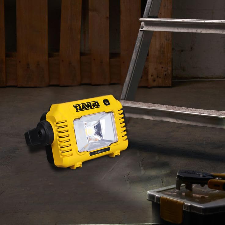 Dewalt LED Akku-Baustellenleuchte DCL077 (sehr hohe Lichtstärke von bis 2.000 Lumen, robuster Multi-Positionsgriff, IP54, mit Stativaufnahme 1/4" und 5/8", Lieferung ohne Akku und Ladegerät)