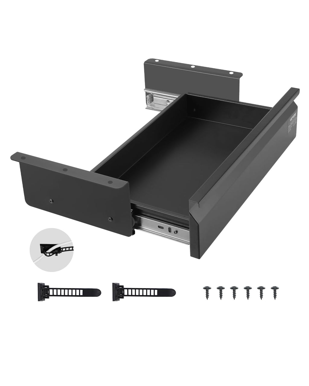 VEVOR Untertisch Schublade 440x223x101 mm, Unterbau Schreibtisch, versteckter Schreibtisch-Aufbewahrungs-Organizer, Bleistiftschublade unter dem Tisch für Sitz-Steh-Arbeitsplätze im Büro & zu Hause
