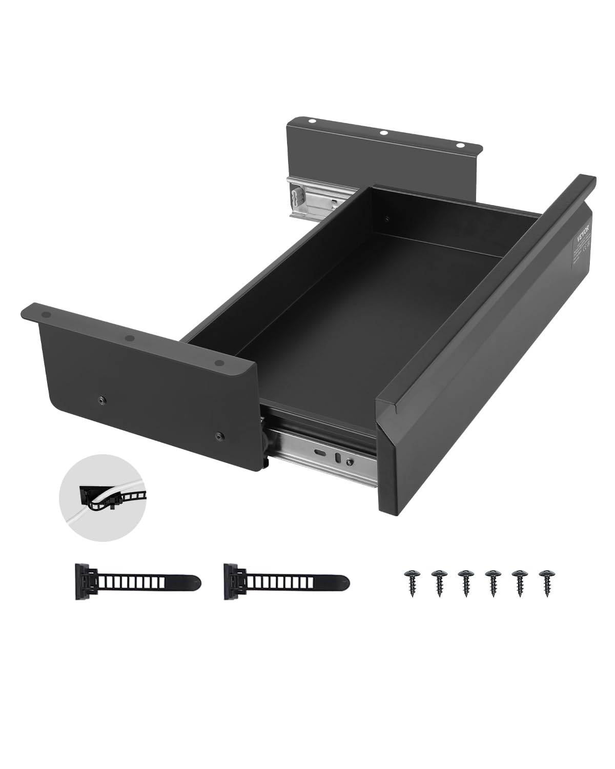 VEVOR Untertisch Schublade 440x223x101 mm, Unterbau Schreibtisch, versteckter Schreibtisch-Aufbewahrungs-Organizer, Bleistiftschublade unter dem Tisch für Sitz-Steh-Arbeitsplätze im Büro & zu Hause