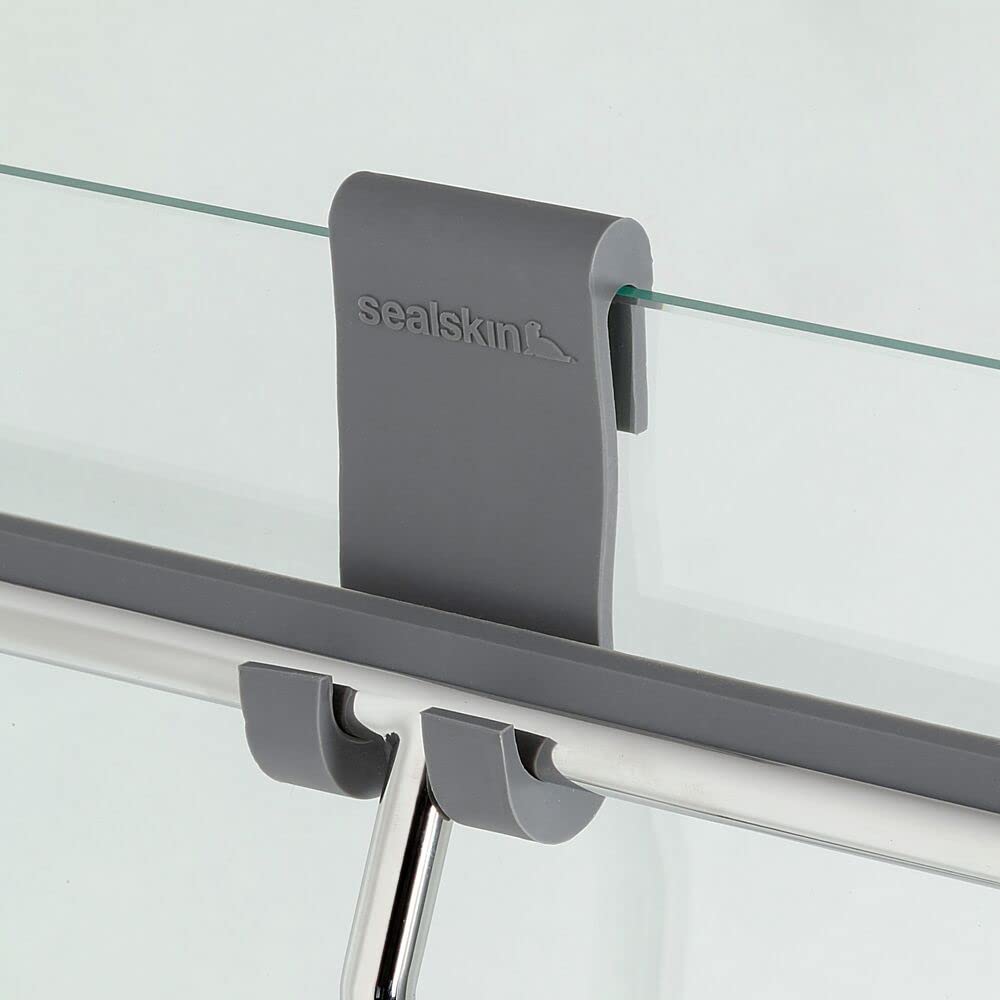 Sealskin Urban Duschabzieher, Glaswischer für Dusche und Fenster, praktischer Abzieher inklusive flexiblem Halter aus Silikon sowie Schraubhaken, Griff: Edelstahl poliert