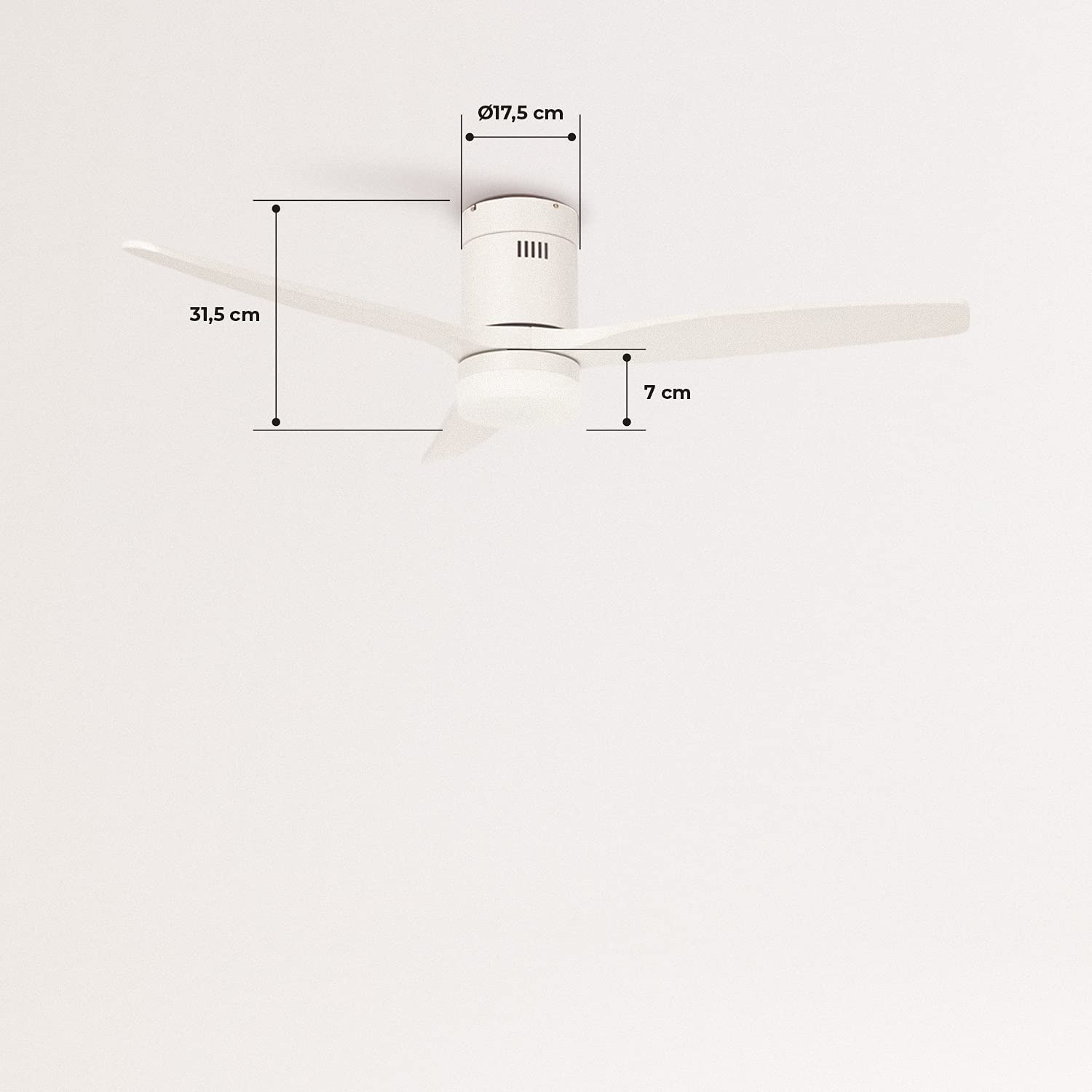 CREATE / WINDCALM M/Deckenventilator ABS mit Beleuchtung Weiß mit Fernbedienung / 40W, Leise, Ø132cm, 6 Geschwindigkeiten, Timer, DC-Motor, Sommer-Winterbetrieb
