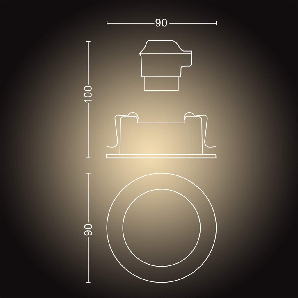 Philips Hue Milliskin White Ambiance Einbauspot, Weiß, (400lm / 70mm), 3er Pack, warm- bis kaltweißes Licht, steuerbar via App, kompatibel mit Amazon Alexa (Echo, Echo Dot), neue Generation
