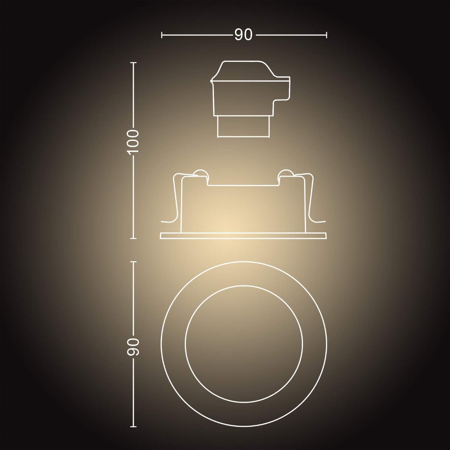 Philips Hue Milliskin White Ambiance Einbauspot, Weiß, (400lm / 70mm), 3er Pack, warm- bis kaltweißes Licht, steuerbar via App, kompatibel mit Amazon Alexa (Echo, Echo Dot), neue Generation